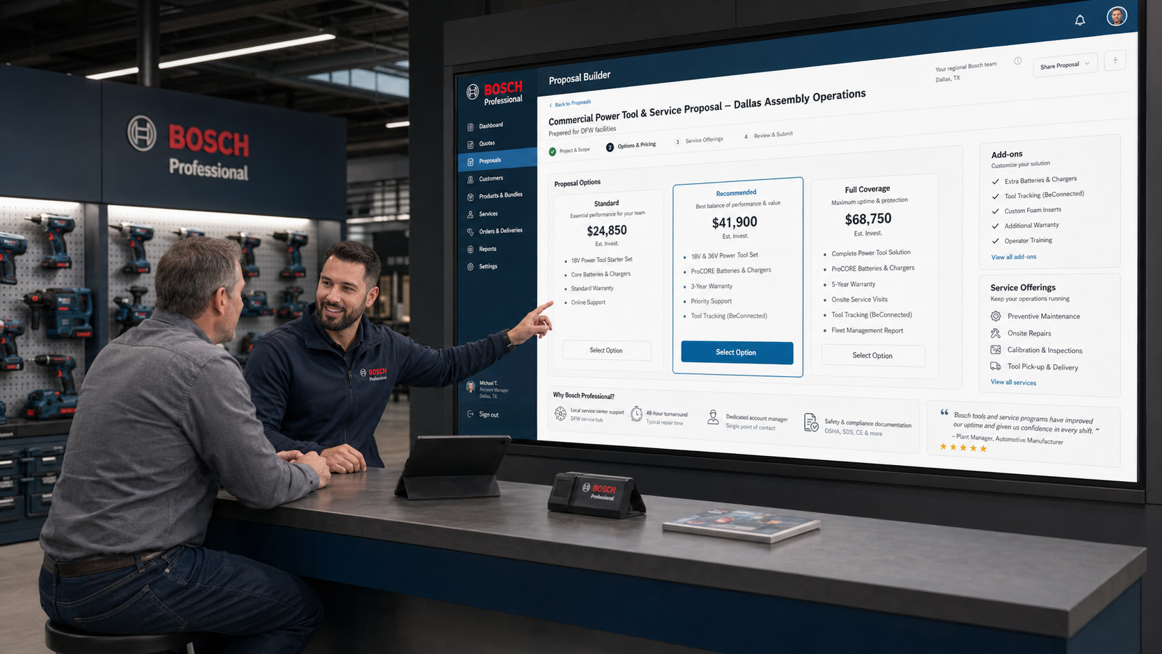Bosch Professional proposals for commercial clients, concept.